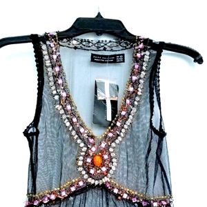 ZARA Beaded Mesh Top
